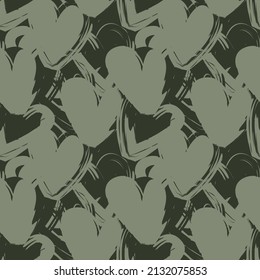 Heart shaped brush stroke seamless pattern design for fashion textiles, graphics and crafts