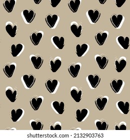 Heart shaped brush stroke seamless pattern design for fashion textiles, graphics and crafts