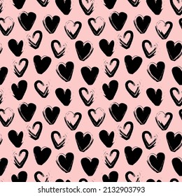 Rastreo de pincel con forma de corazón diseño de patrones sin fisuras para textiles de moda, gráficos y artesanías