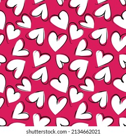 Rastreo de pincel con forma de corazón diseño de patrones sin fisuras para textiles de moda, gráficos y artesanías
