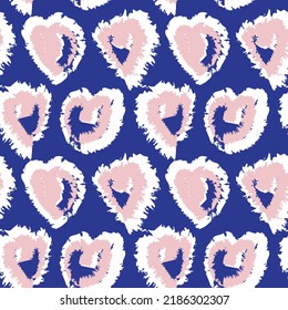 Rastreo de pincel con forma de corazón diseño de patrones sin fisuras para textiles de moda, gráficos y artesanías