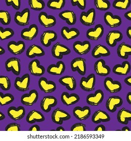 Rastreo de pincel con forma de corazón diseño de patrones sin fisuras para textiles de moda, gráficos y artesanías