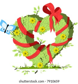 Heart shaped Bush with ribbon and bow