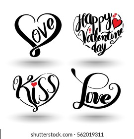 Heart shaped by lettering set. Vector illustration for love concept valentine and wedding.