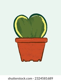 Heart shaped cactus in botany illustration