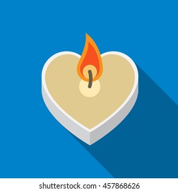 Heart shaped candle flat icon illustration isolated vector sign symbol