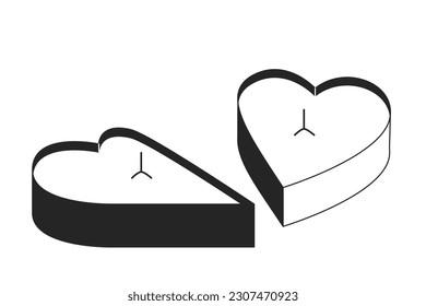 Heart shaped candles line art vector cartoon icon. Romantic love. Scented candles. Editorial, magazine spot illustration black and white. Outline object isolated on white. Editable 2D simple drawing