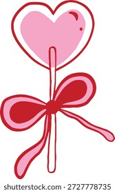 Icono de caramelo en forma de corazón, símbolo de amor dulce del día de San Valentín, Ilustración vectorial de postre de azúcar rojo