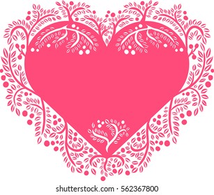 Heart shaped card template with vignettes and ornament