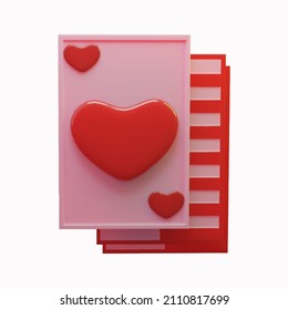 Heart shaped card in two colors, valentine s day icon. Vector illustration isolated on white background,3d render