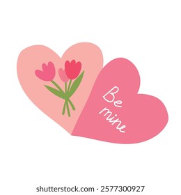 heart shaped card for valentine's day with the inscription be mine. love letter concept