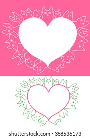 heart shaped cats border set