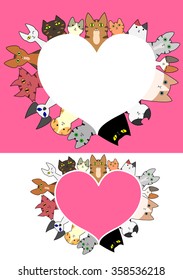 heart shaped cats border set