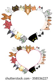 heart shaped cats border set