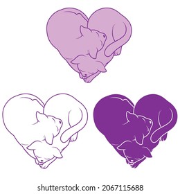 Heart shaped cats vector design, heart shaped pet