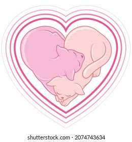 Heart shaped cats vector design, heart shaped pet