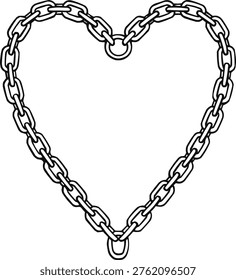 Heart shaped chain frame. Vector outline frame.