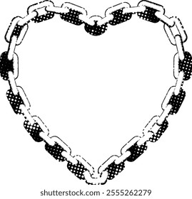 Heart shaped chain with halftone stipple effect, grunge effect