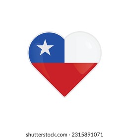 Heart Shaped Chile Flag Icon Vector Design.