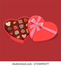 Heart Shaped Chocolate Box with Assorted Pralines for Valentine's Day