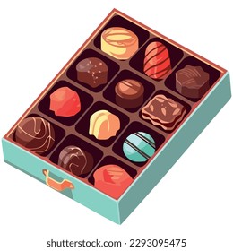 Heart shaped chocolate box design vector over white