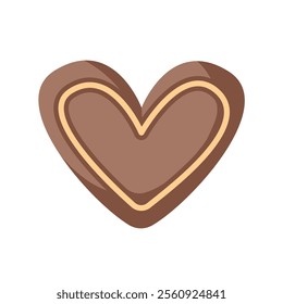 Heart shaped chocolate candy with a decorative outline in mocha mousse color. Perfect for Valentine Day theme, ,romantic gifts, festive and culinary design.