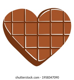 Heart shaped chocolate. Valentine's Day gift. Sweet gift. Cartoon style. Illustration for design and decoration.