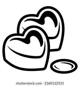 Heart shaped chocolates line icon, Chocolate festival concept, valentine dessert sign on white background, chocolates for Valentine Day icon in outline style for mobile. Vector graphics