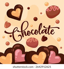 Heart shaped chocolates. Vector illustration