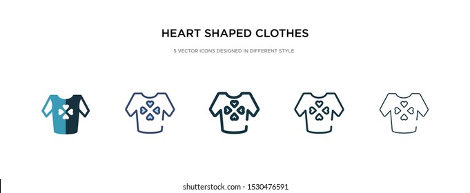 heart shaped clothes icon in different style vector illustration. two colored and black heart shaped clothes vector icons designed in filled, outline, line and stroke style can be used for web,