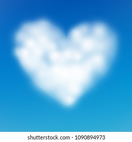 Heart shaped cloud in the blue sky. EPS 10 vector file