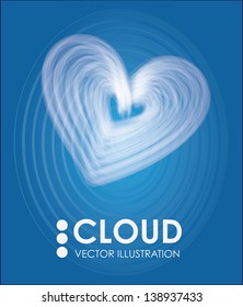 heart shaped cloud over blue background vector illustration
