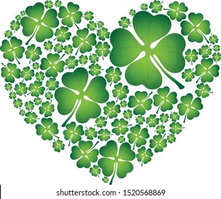 Heart Shaped Clover Vector Illustration