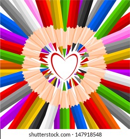 Heart shaped colorful pencils