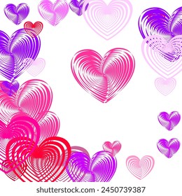 Heart shaped confetti.   Amour icons wallpaper. Cartoon confetti love symbols holiday pattern.