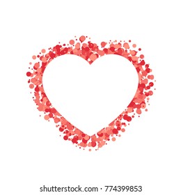 Heart shaped confetti vector illustration. Scattered red heart symbols.