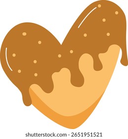 Biscoito em forma de coração com caramelo perfurado