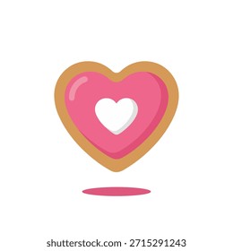 Galleta en forma de corazón con glaseado rosa para dulce regalo de San Valentín