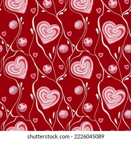 Heart shaped cookies seamless pattern for valentine s day. Pattern for Wrapping paper, postcards, textiles, wallpapers, fabrics, etc. Cartoon style, vector illustration.