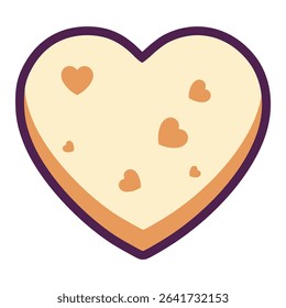 heart shaped cookies snack food sweet flat color vector illustration template design