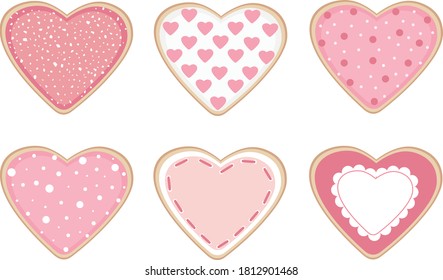 Heart shaped cookies Valentines day vector illustration