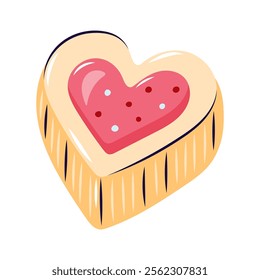 Heart shaped cookies. Valentine's day element for design on white background. Isolated vector illustration.