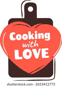 Heart shaped cutting board representing cooking with love, celebrating the joy and warmth of culinary arts, and embodying affection and passion for homemade meals and shared moments