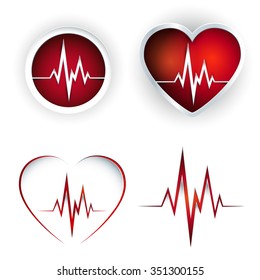 heart shaped design element with heartbeat in 3D realistic style
