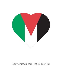 Heart shaped design featuring the colors of the Palestinian flag