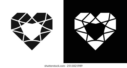 Coração em forma de ícone de diamante Conjunto de preenchimento plano coleção