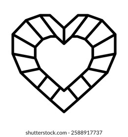 Heart shaped diamond icon Outline vector symbol sign