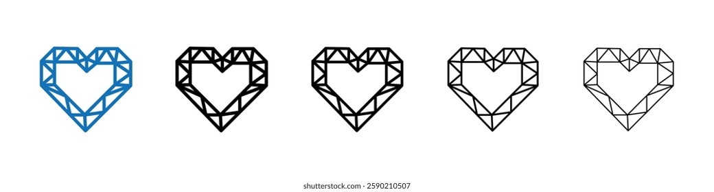 Heart shaped diamond icon Outline vector logo for web ui