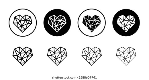 Heart shaped diamond icon Simple outline vector logo