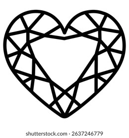 heart shaped diamond icon Simple thin line stroke